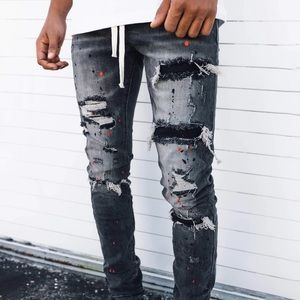 Thrt Chicago repair denim Skinny gray/red jeans